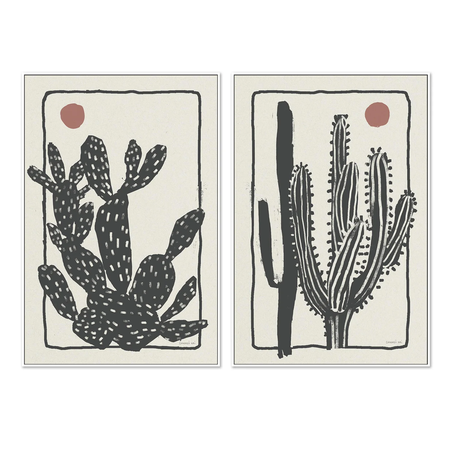 Woodcut Cactus, Style A & B, Set Of 2 - Image 5